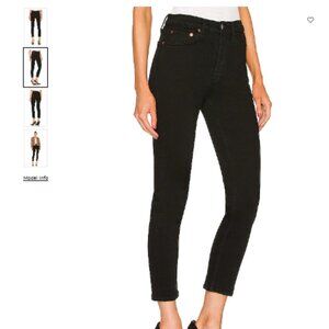 Re/Done Originals High Rise Ankle Fringe Black Stretch Jeans 29